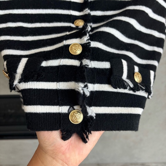 J. Crew Cashmere fringe-trim sweater lady jacket, Size XXS - Picture 9 of 16
